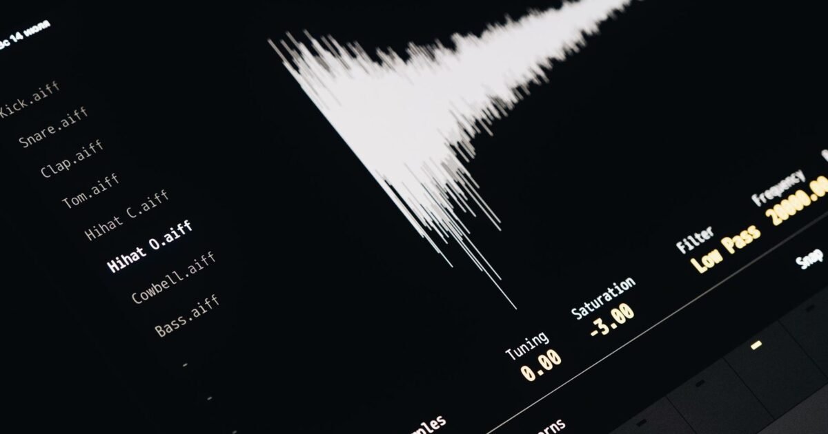 Forma de onda de audio en pantalla durante una sesión de limpieza