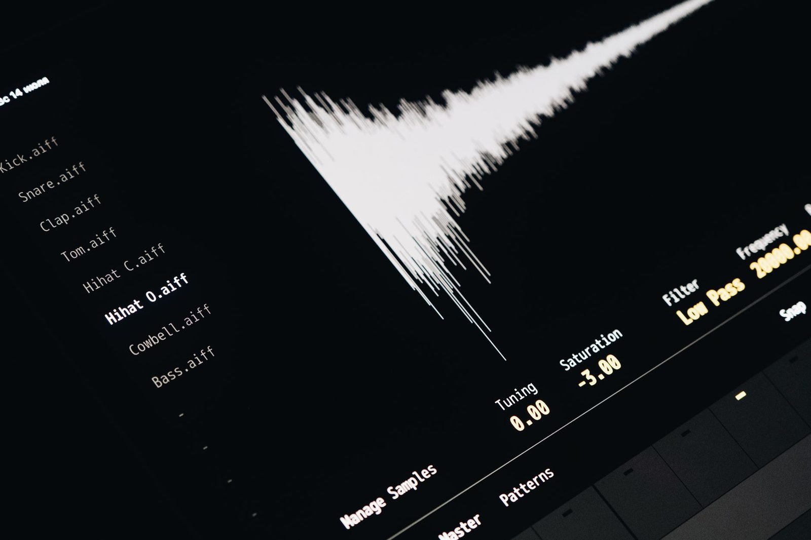 Forme d'onde audio affichée à l'écran pendant une session de nettoyage
