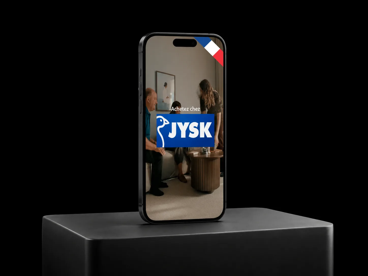 JYSK France : maquette téléphone du spot, marché français